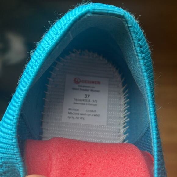 Giesswein Women’s US 6-7 Size 37 | Wool Washable Sneakers Blue/Teal Wool Insoles - Picture 6 of 9